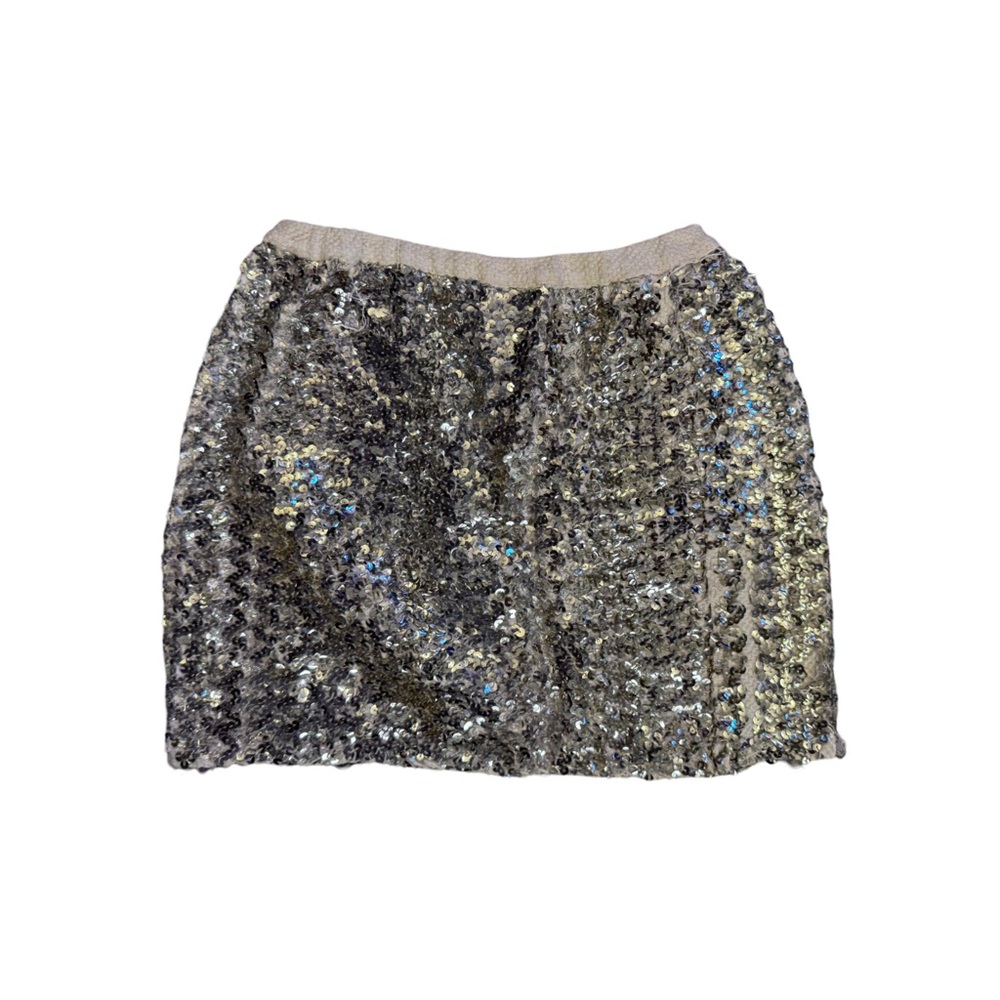 Silver Sequin Mini Skirt